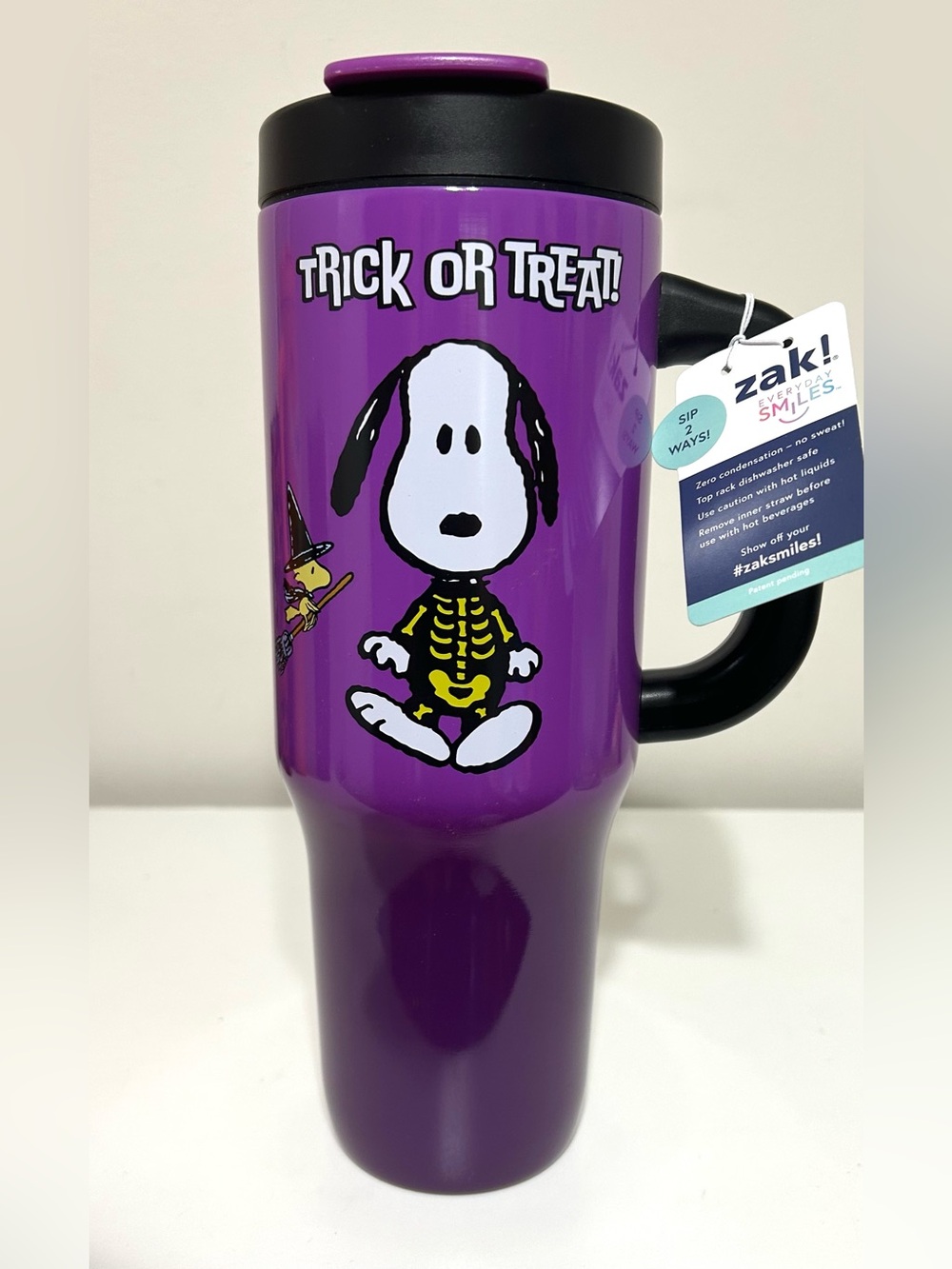 NWT Zak! Peanuts Snoopy Halloween Stainless Steel Tumbler, 40 ounces